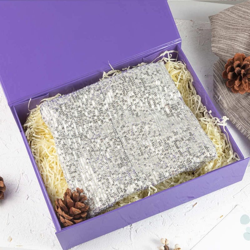 PACKGILO 1 Pack Purple Gift Box with Lids Small 12 x 8 x 2.7 Inches Clothes Gift Boxes for Presents Shirt Gift Boxes with Ribbon Magnetic Gift Box Bulk Cute Box for Packaging (Glossy Surface) - Image 2